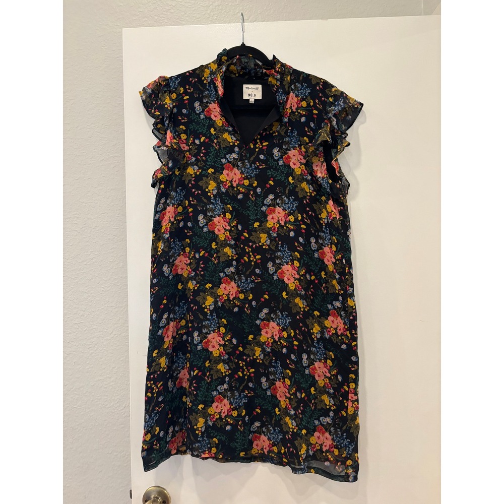 Mint Madewell X NO. 6 Silk Beacon romantic Ruffled Floral Dress H2257 Size 4